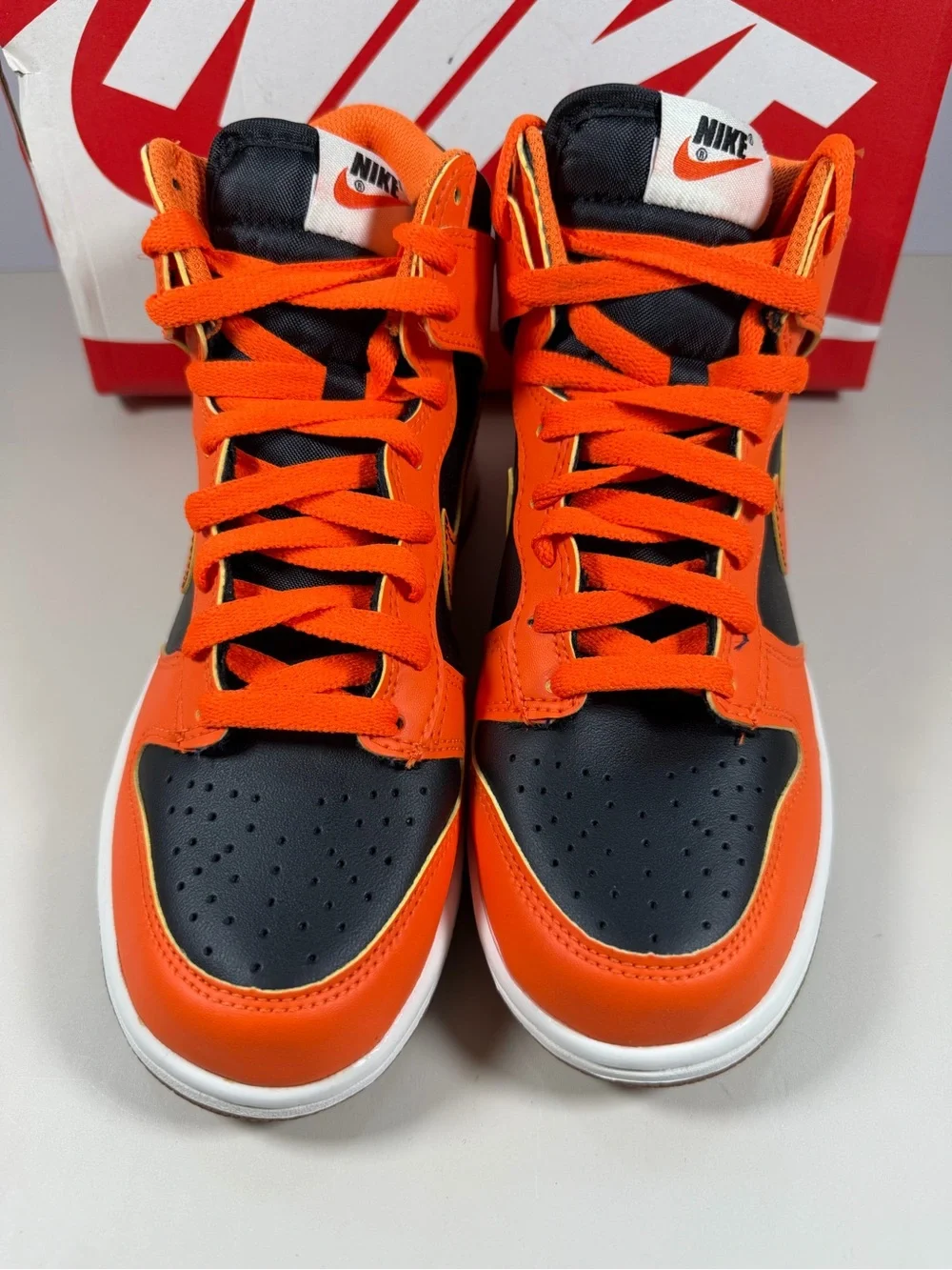 Nike Kids High-Top Sneakers in Orange and Black